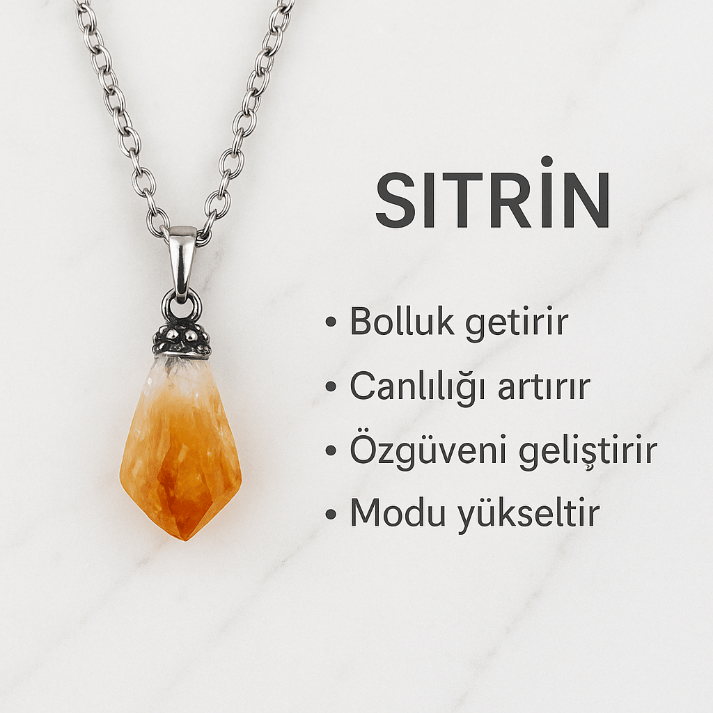 Evcikuş Doğal Sitrin Kolye – Bolluk, Şans ve Pozitif Enerji - evcikus