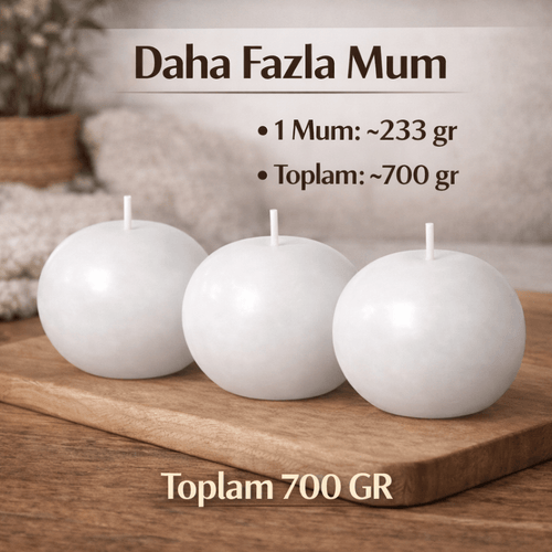 Evcikuş 3’lü Küre Mum Seti – Minimal Dekoratif Mum (700 gr) - evcikus