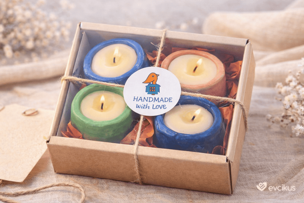 Evcikuş Renkli Mum Seti – El Yapımı Dekoratif Tealight Mumlar - evcikus