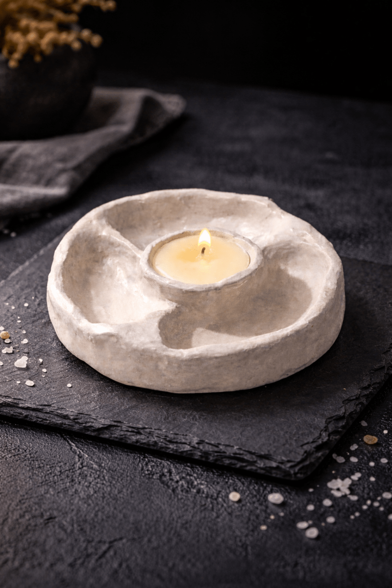 Evcikuş Takı Tablalı El Yapımı Tealight Mum – Dekoratif Seramik Mum - evcikus
