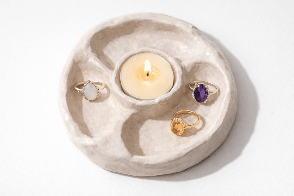Evcikuş Takı Tablalı El Yapımı Tealight Mum – Dekoratif Seramik Mum - evcikus