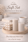 Evcikuş Soft Set 3’lü Dekoratif Mum – Bubble & Ribbed & Silindir Mum - evcikus