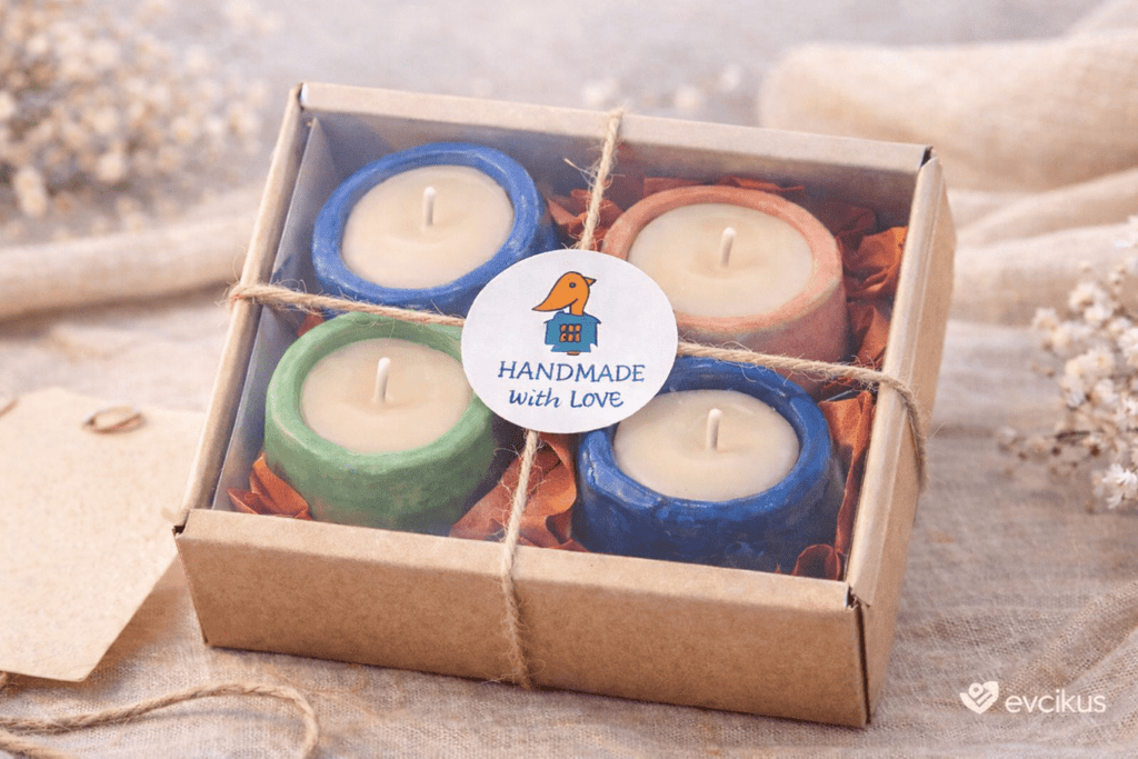 Evcikuş Renkli Mum Seti – El Yapımı Dekoratif Tealight Mumlar - evcikus