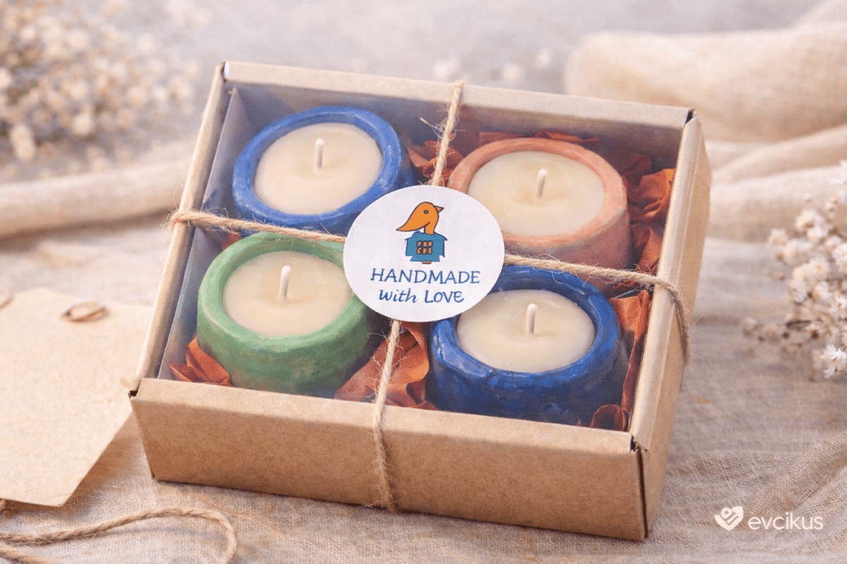 Evcikuş Renkli Mum Seti – El Yapımı Dekoratif Tealight Mumlar - evcikus