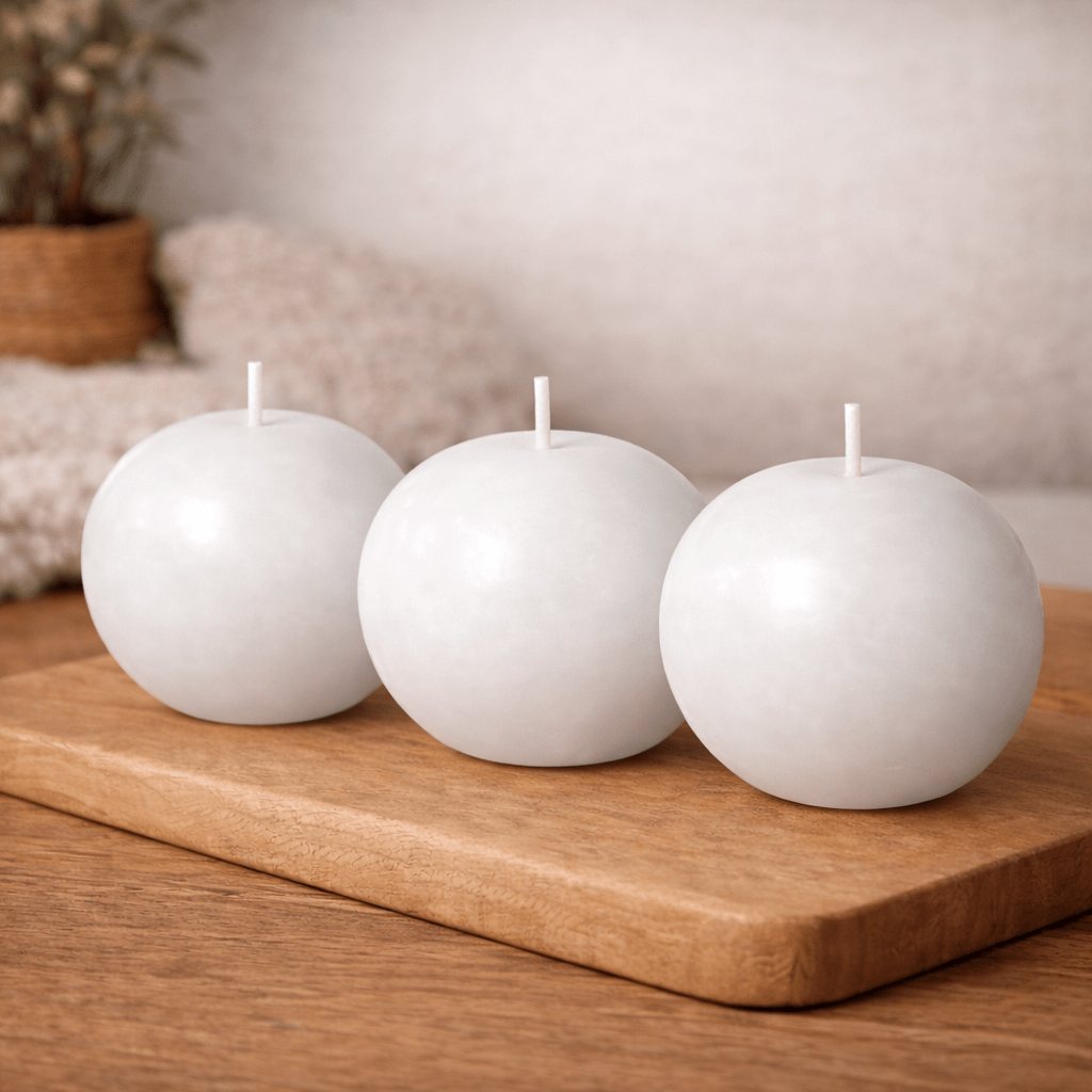 Evcikuş 3’lü Küre Mum Seti – Minimal Dekoratif Mum (700 gr) - evcikus