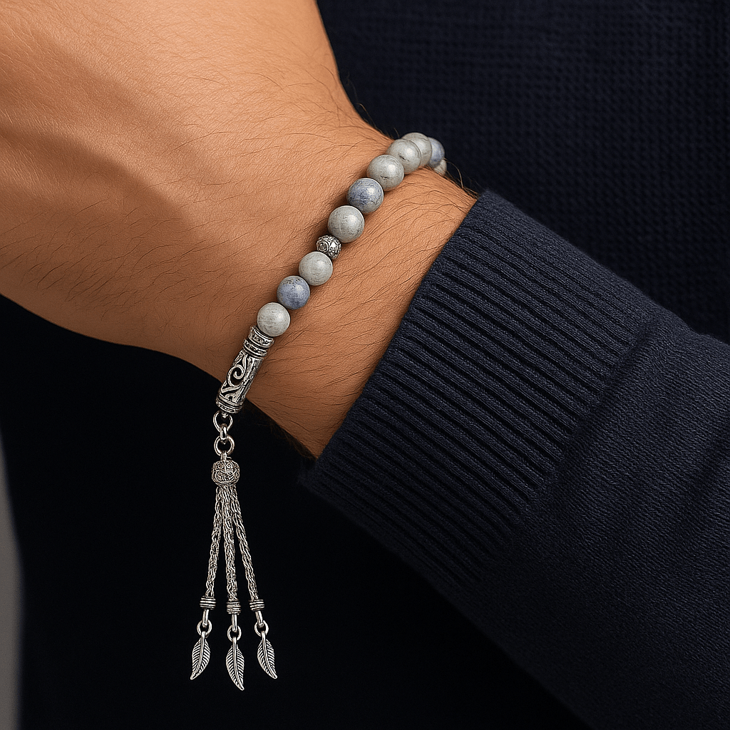 8 mm Mavi Benekli Jasper Doğal Taş Tesbih – 33’lü 🎁 “Hediyelik” - evcikus