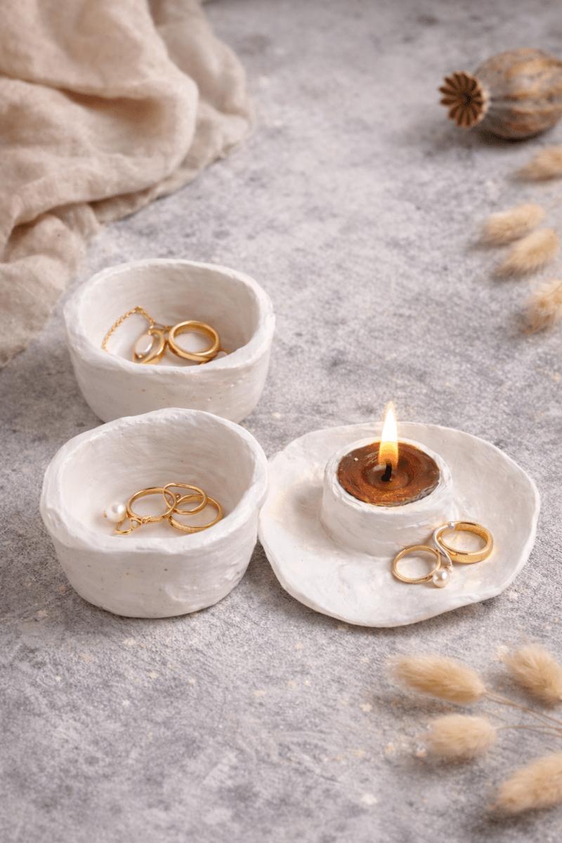 Evci Kuş Aura Set – El Yapımı Seramik Takı & Mumluk - evcikus