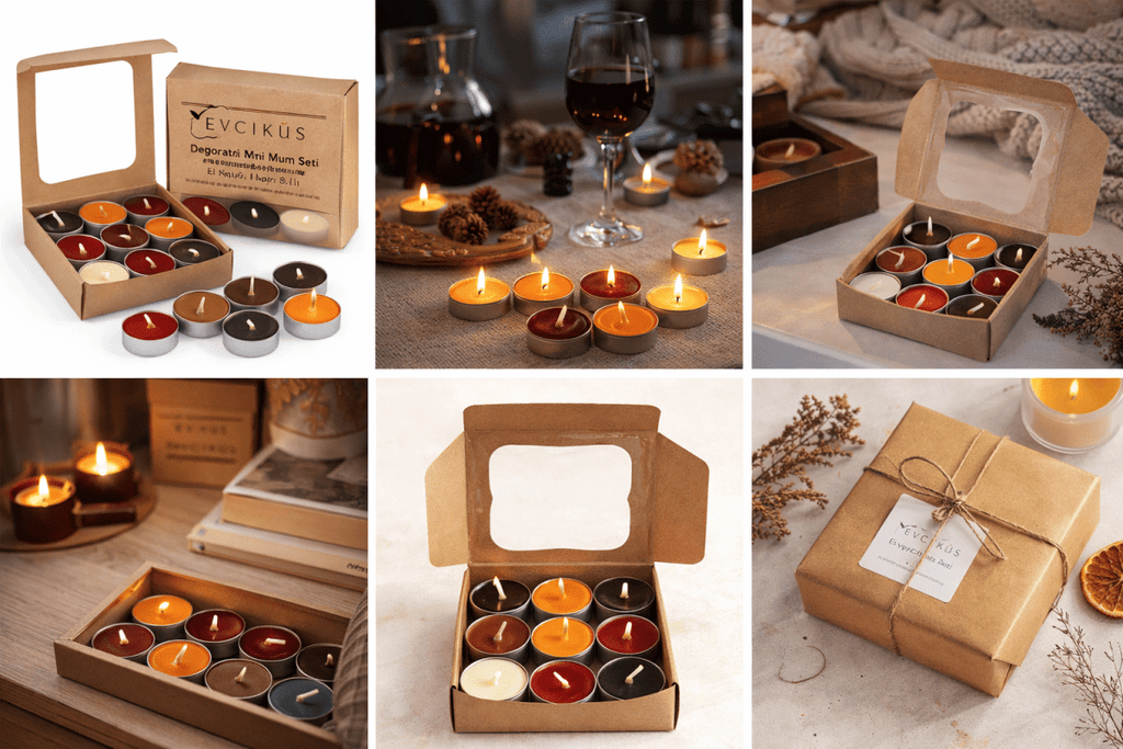 Evcikuş Renkli Tea Light Mum Seti – Dekoratif ve Şık Görünüm - evcikus