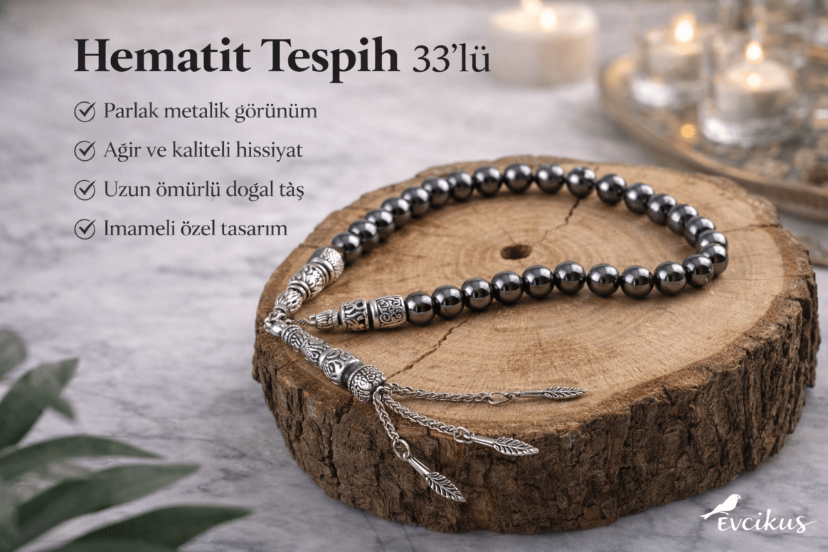 Hematit Denge Doğal Taş Tesbih (33’lü)🎁 “Hediyelik” - evcikus
