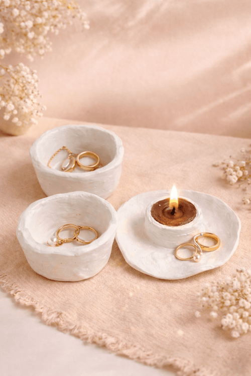 Evci Kuş Aura Set – El Yapımı Seramik Takı & Mumluk - evcikus