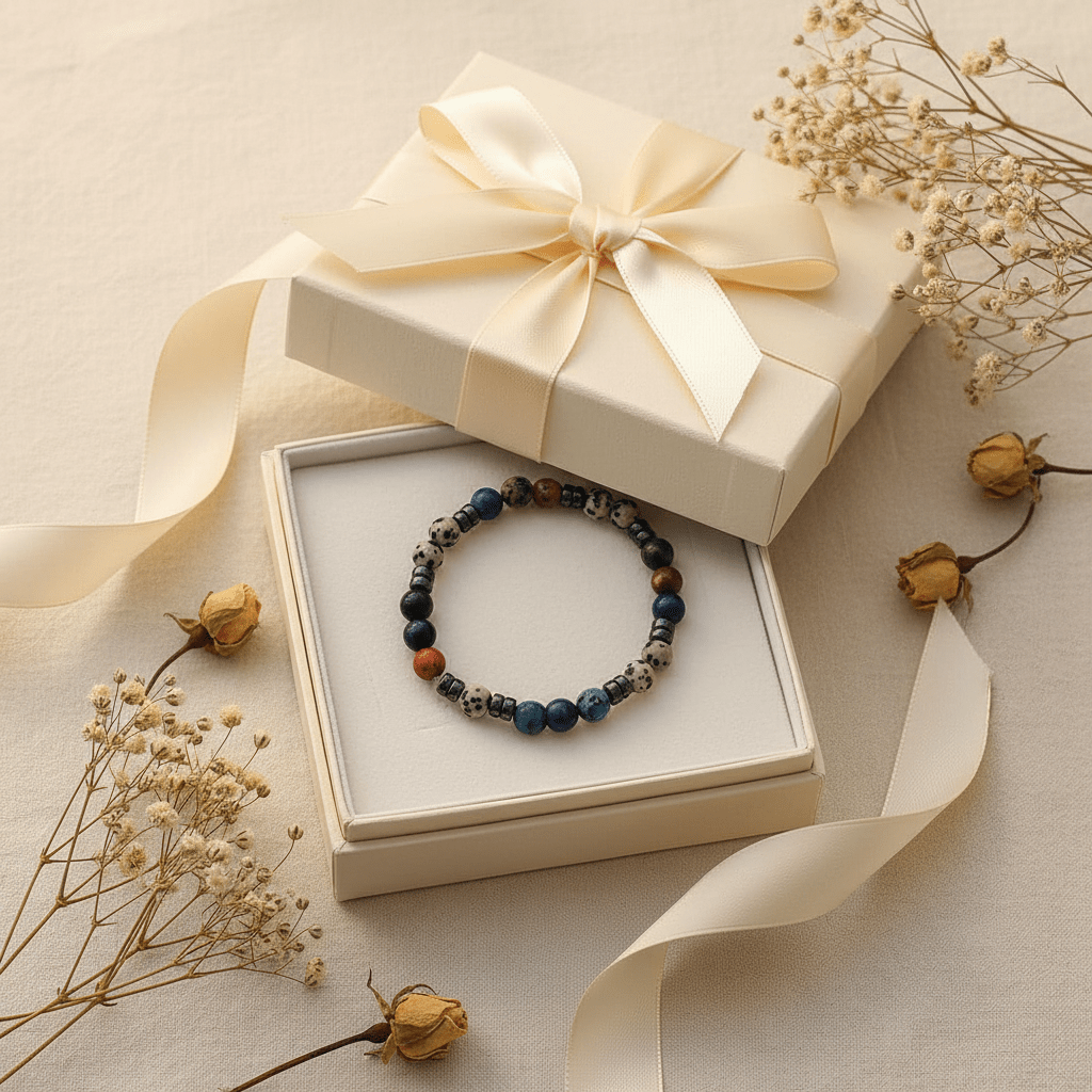 7 Doğal Taşlı Unisex Bileklik – Jasper, Hematit, Mercan, Malakit, Lapis Lazuli ve Turkuaz - evcikus