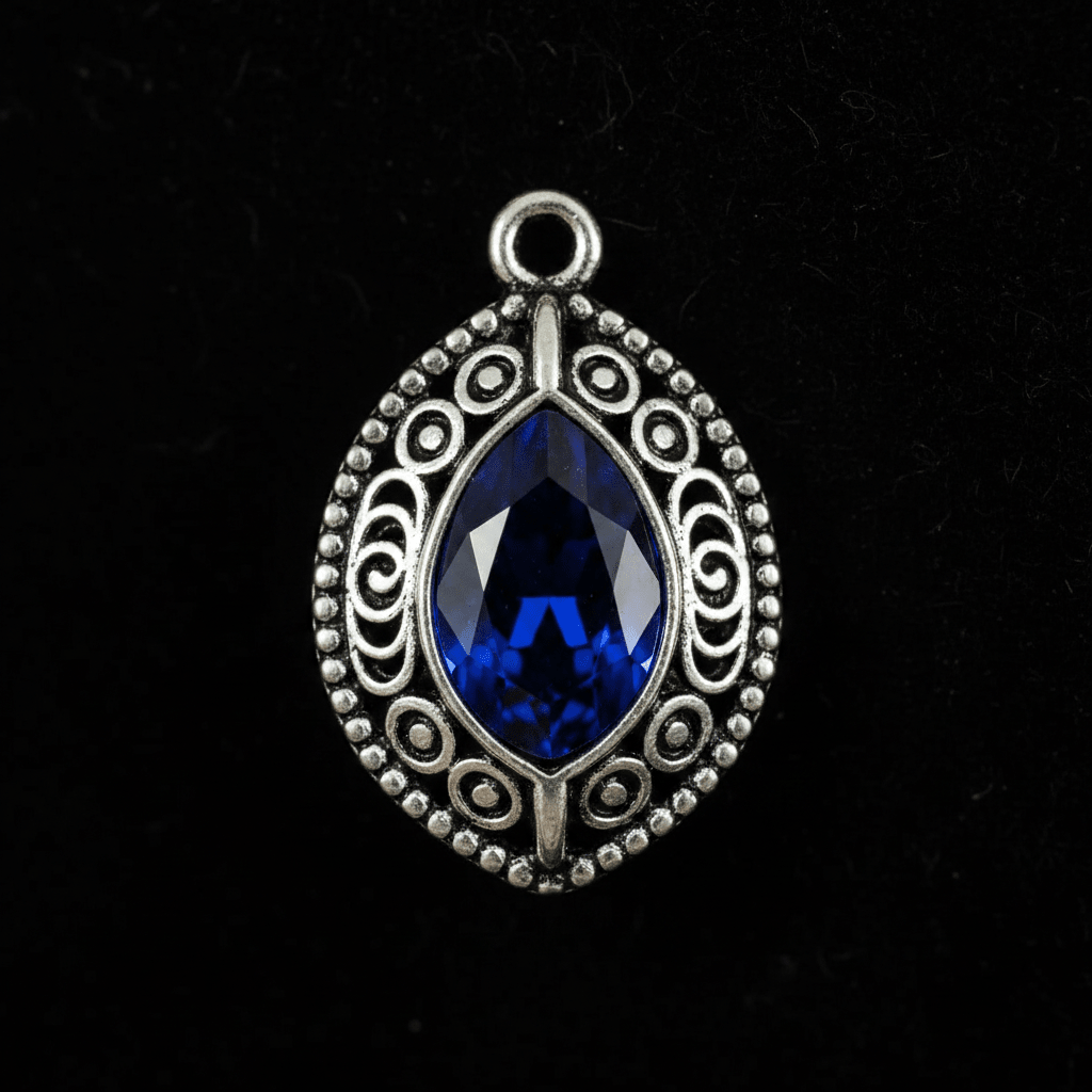 Mavi Kristal Taşlı Sallantı Metal Kolye Ucu - evcikus