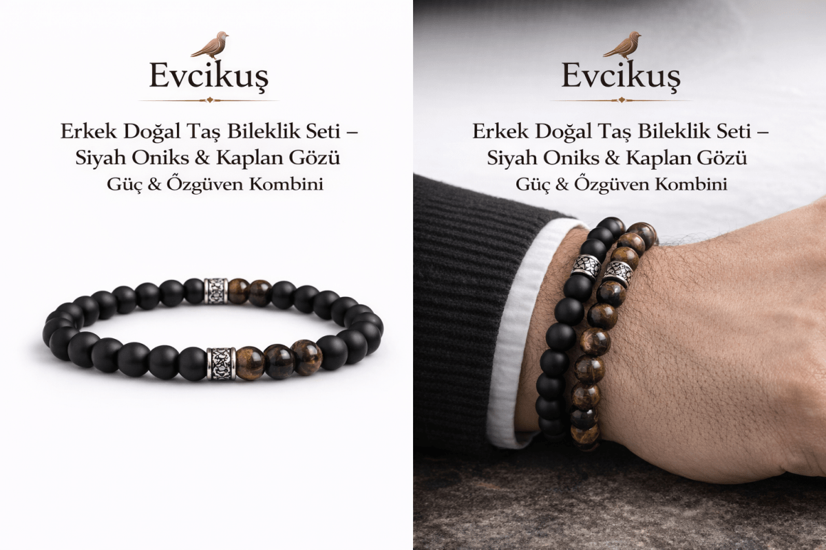 “Güç & Odak Doğal Taş Bileklik Seti (2’li)” - evcikus